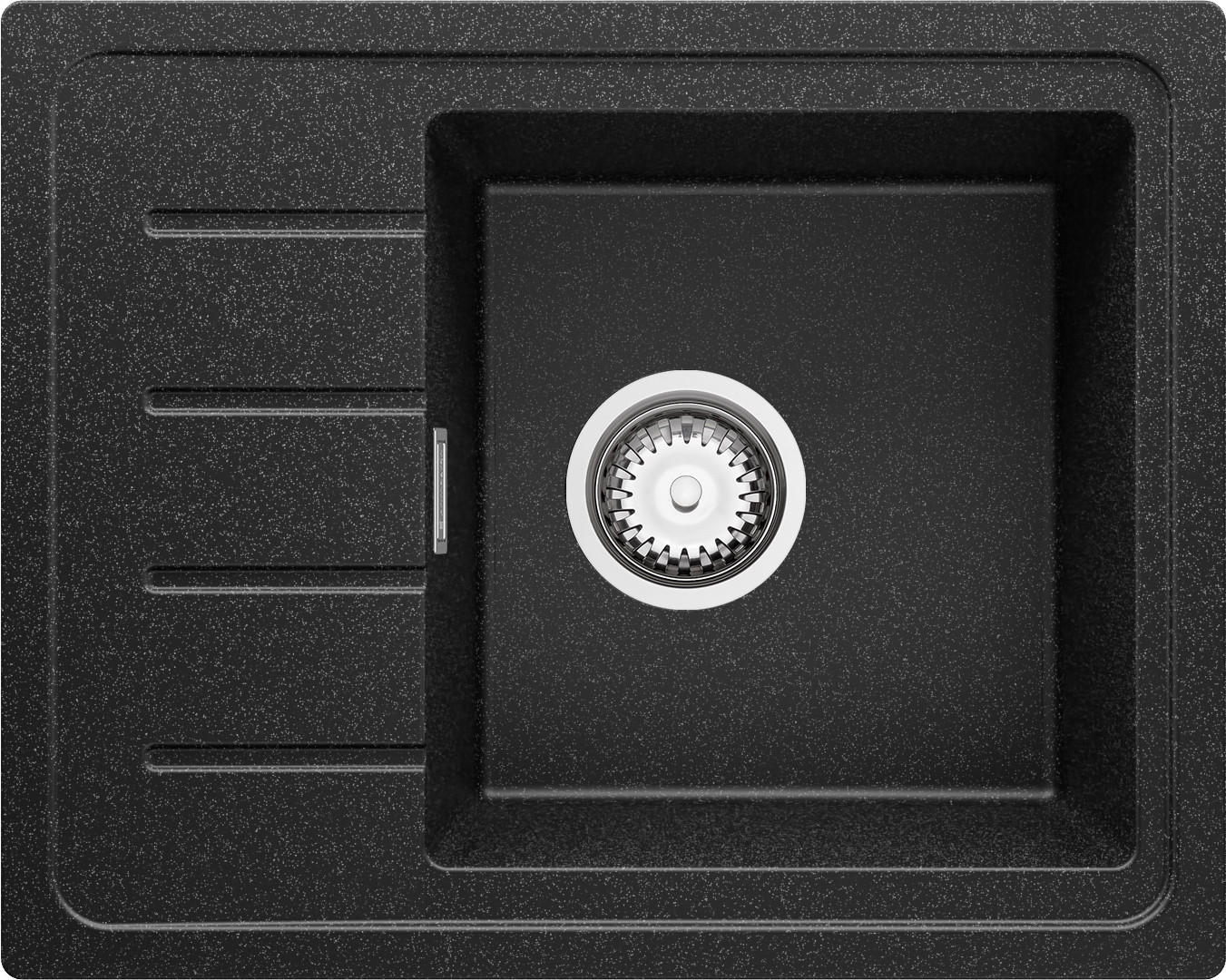 SPÜLBECKEN Kopenhagen Easy, 2-er set Anthrazit 55/44 cm 1 Becken + Ablauf-Set ab 45er Unterschrank - Chromfarben/Anthrazit, Kunststoff (55/17/44cm) - Primagran