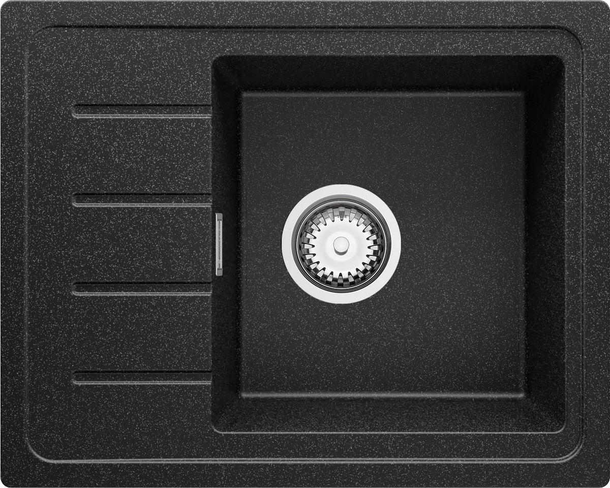 SPÜLBECKEN Kopenhagen Easy, 2-er set Anthrazit 55/44 cm 1 Becken + Ablauf-Set ab 45er Unterschrank - Chromfarben/Anthrazit, Kunststoff (55/17/44cm) - Primagran