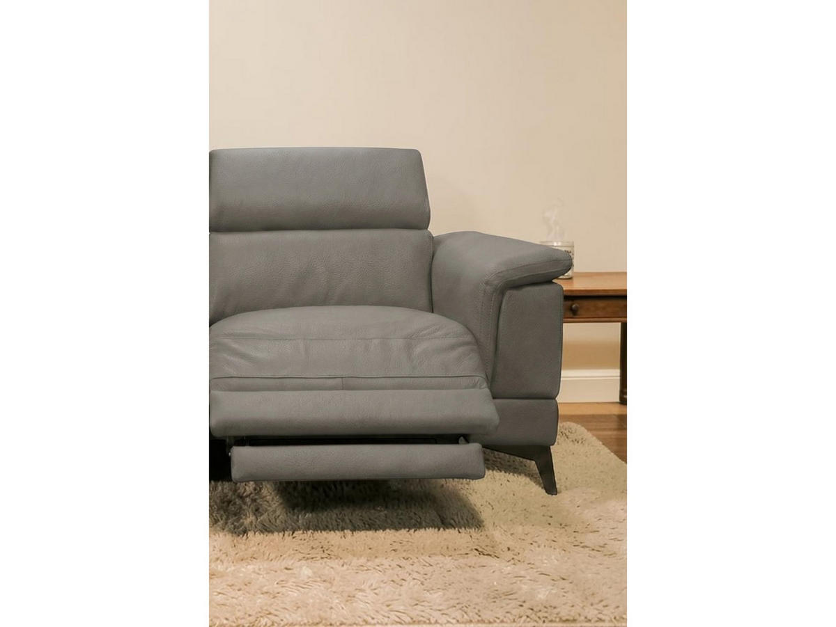 3-SITZER Sofa Planet Echtleder mit 1 x Relaxfunktion Greige - Greige, Leder/Metall (200/80/110cm)