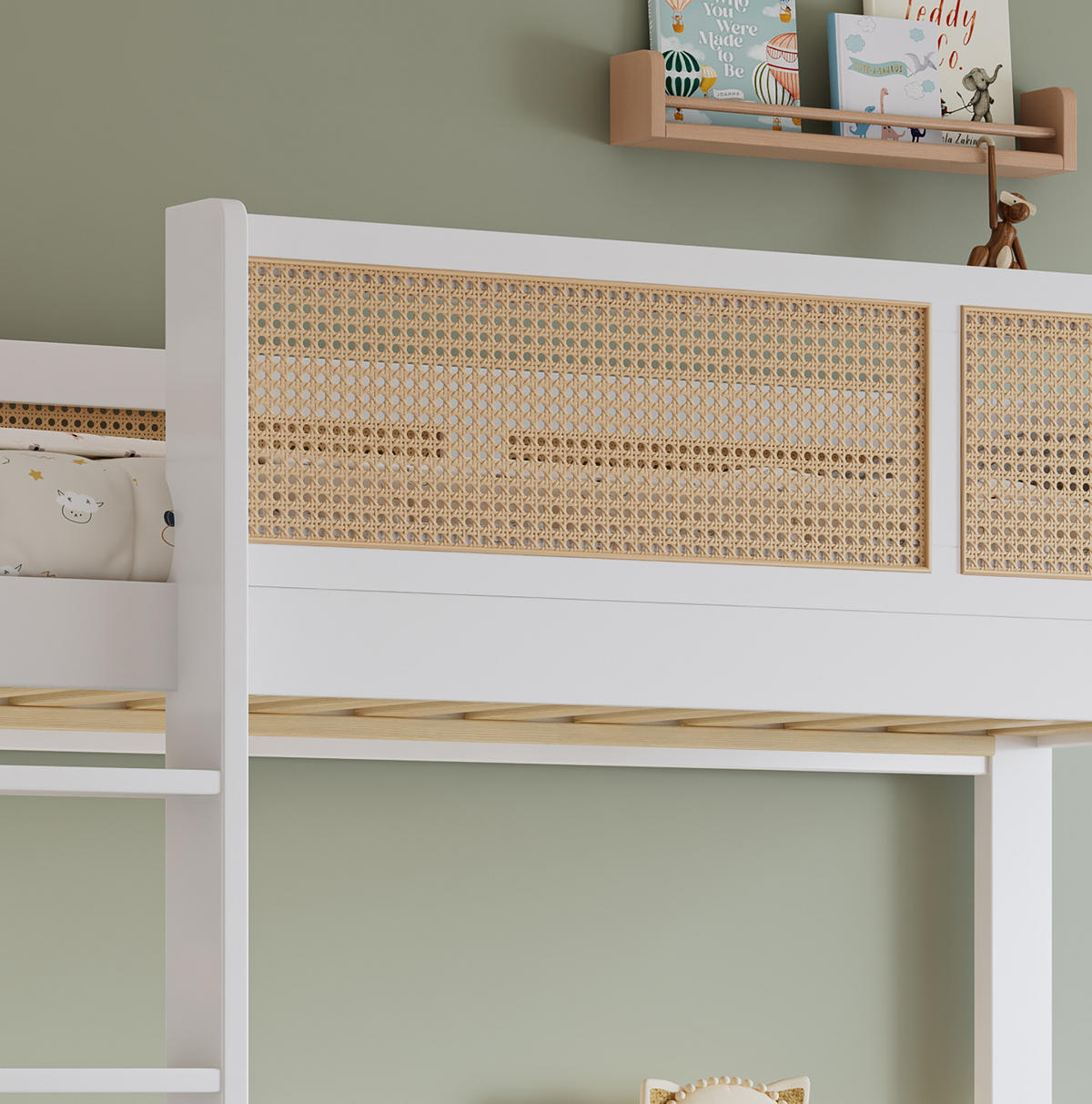 ETAGENBETT Weiß/Natur 90/200 cm mit Schubladen und Leiter - Weiß, Holz (90/200cm) - MIVRAY