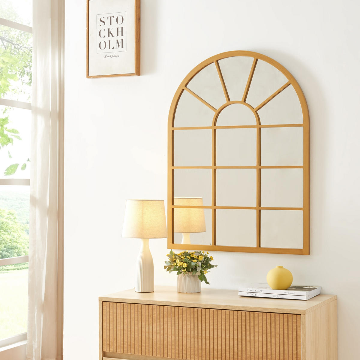 WANDSPIEGEL Villalago - Goldfarben, Glas/Holzwerkstoff (60/80/1.8cm) - [en.casa]