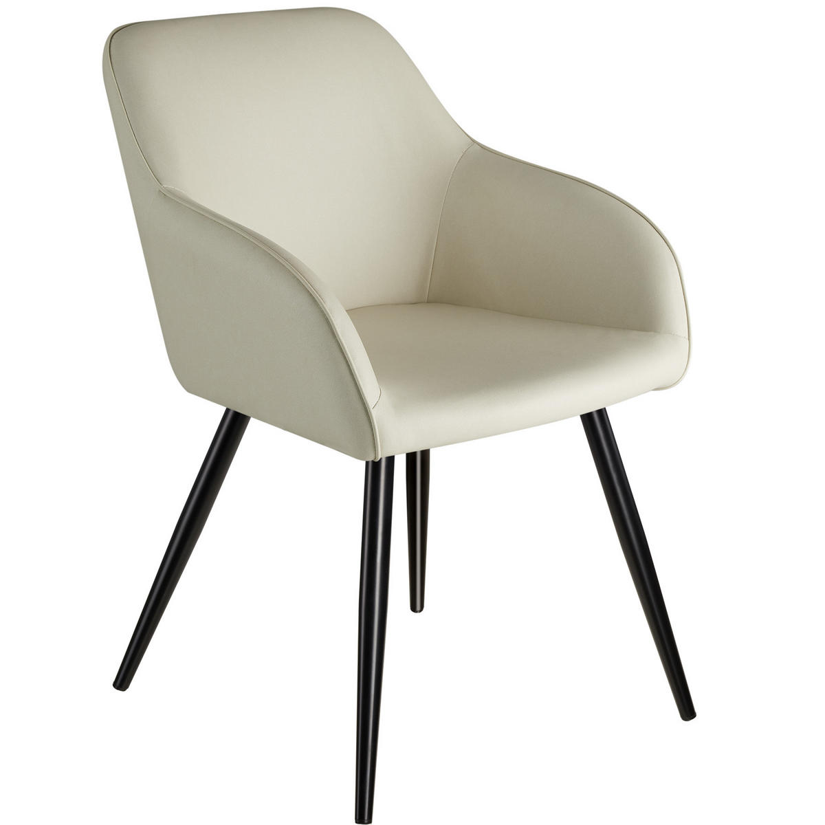 ESSZIMMERSTUHL Marilyn,58 x 62 x 82 cm,creme/schwarz - Creme/Schwarz, Textil (58/82/62cm) - tectake