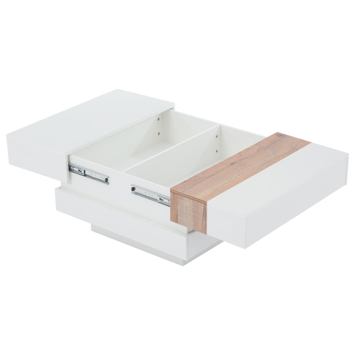 COUCHTISCH 70/70/39 cm hochglanz mit ausziehbarer Tischplatte weiß - Weiß, Holzwerkstoff (70/70/39cm) - OKWISH