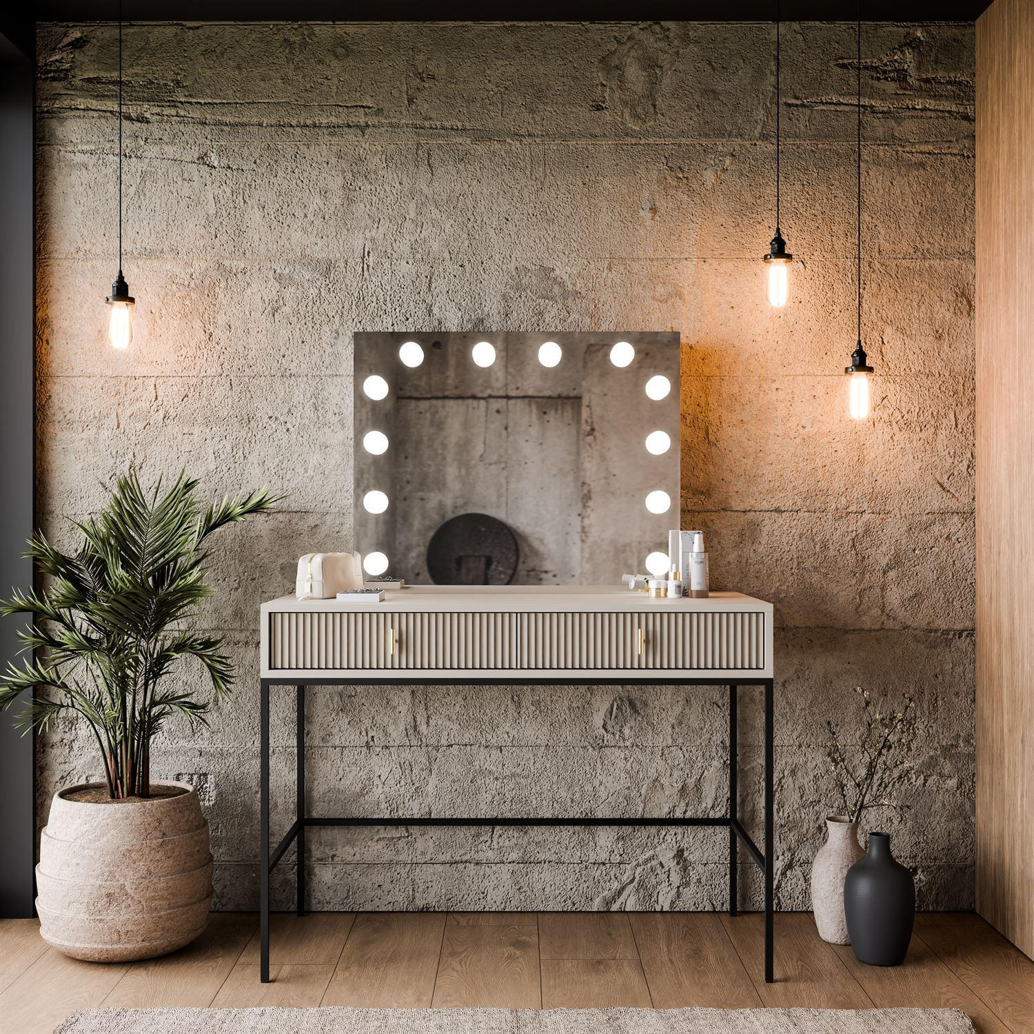 Thumbnail - Lookway Frisiertisch, Kaschmir, Schwarz, Holzwerkstoff, 104x77x50 cm, Schlafzimmer, Schminktische