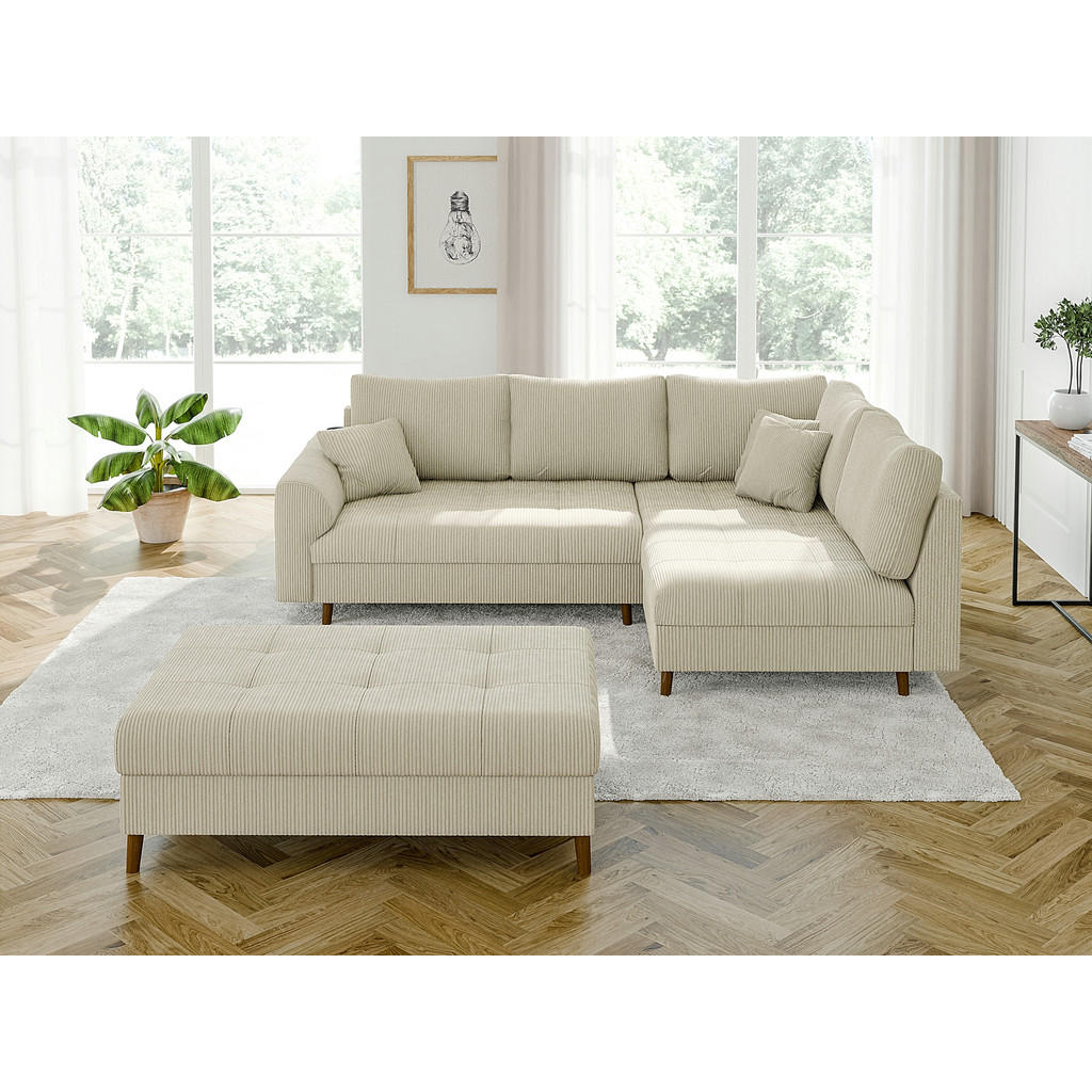 Thumbnail - S-Style Möbel Ecksofa, Beige, Textil, Echtholz, Teilmassiv,Buche, Birke, 6-Sitzer, Füllung: Polyetherschaumkern, Eckteil...
