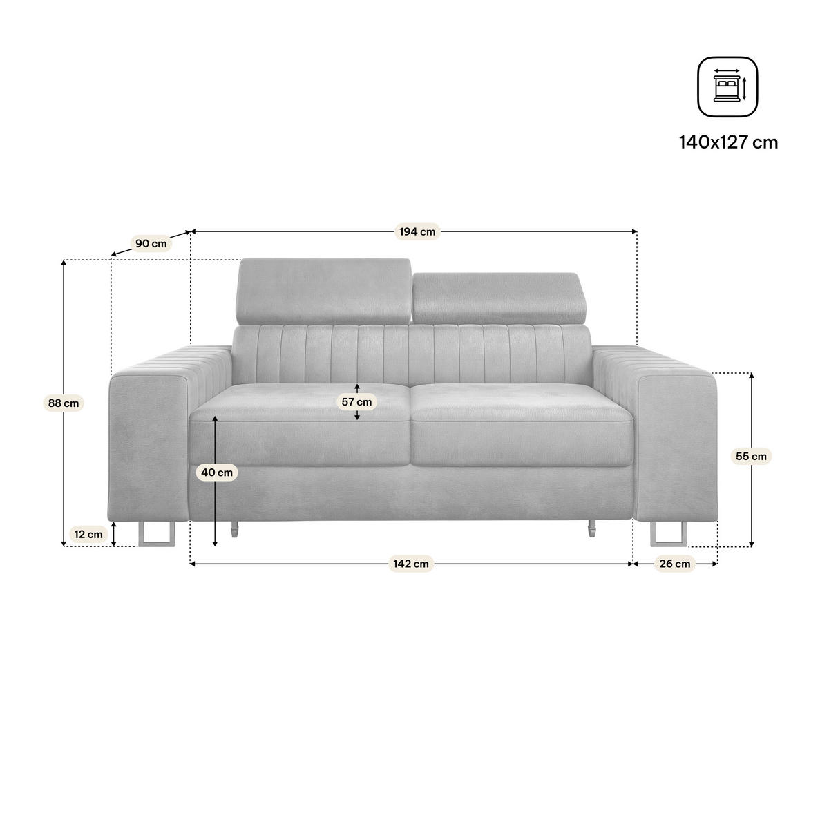 BETTSOFA SOLAN Grün Velours-Stoff mit Schlaffunktion - Grün, Holz/Textil (194/88/90cm) - MASSENO