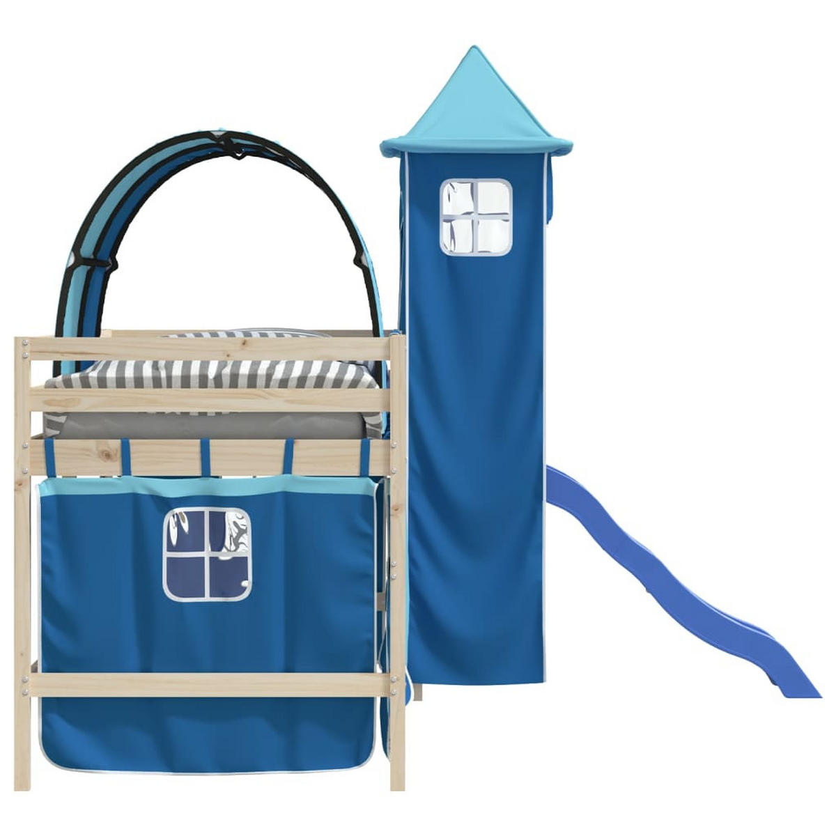 VORHÄNGE Für Hochbett Mit Tunnel Und Turm Blau - Blau, Textil - vidaXL