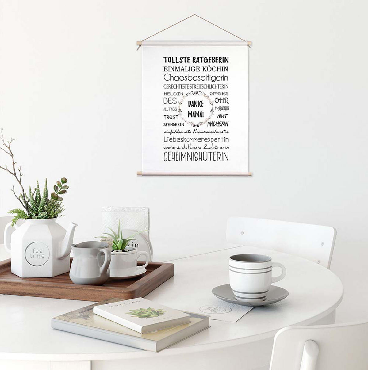 POSTER aus Stoff 40x50 cm Danke Geschenk Mama - Weiß, Textil (40/50/2cm) - artissimo