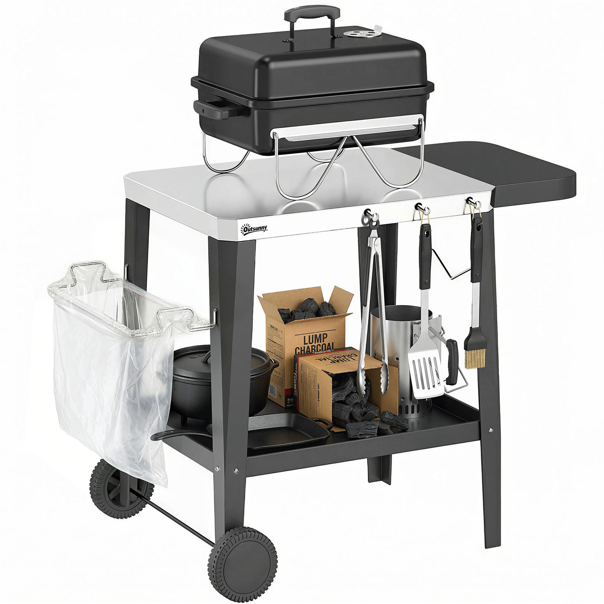 GRILLWAGEN DE-10238 Schwarz - Schwarz, Metall (67.5/80.5/115cm) - ComfortXL