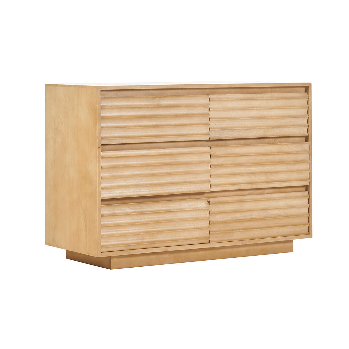 KOMMODE Massivholz Mangoholz 6 Schubladen MATCHA - Eiche Bianco, Holz (45/75/110cm) - Miliboo