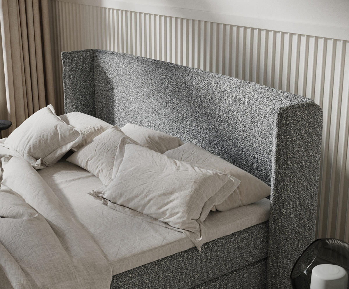 BOXSPRINGBETT Carizzo Grau 160/200 cm mit Matratze und Topper - Naturfarben/Grau, Holz/Holzwerkstoff (160/200cm) - Maison de Reve