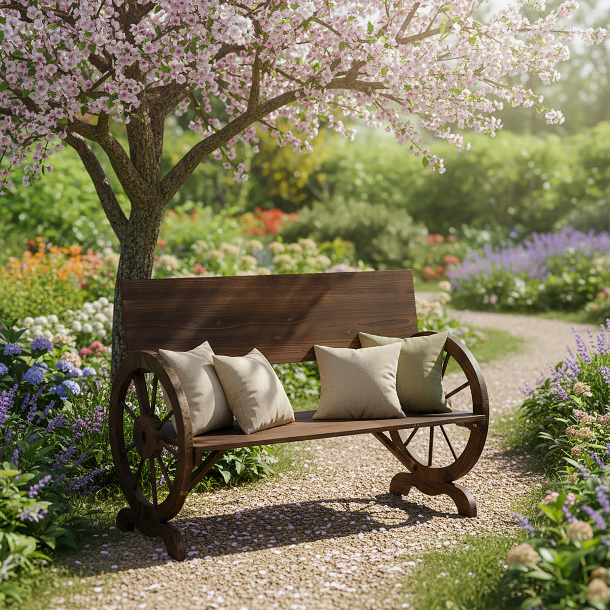 GARTENBANK - Dunkelbraun, Holz (58/80/114cm) - Relaxdays