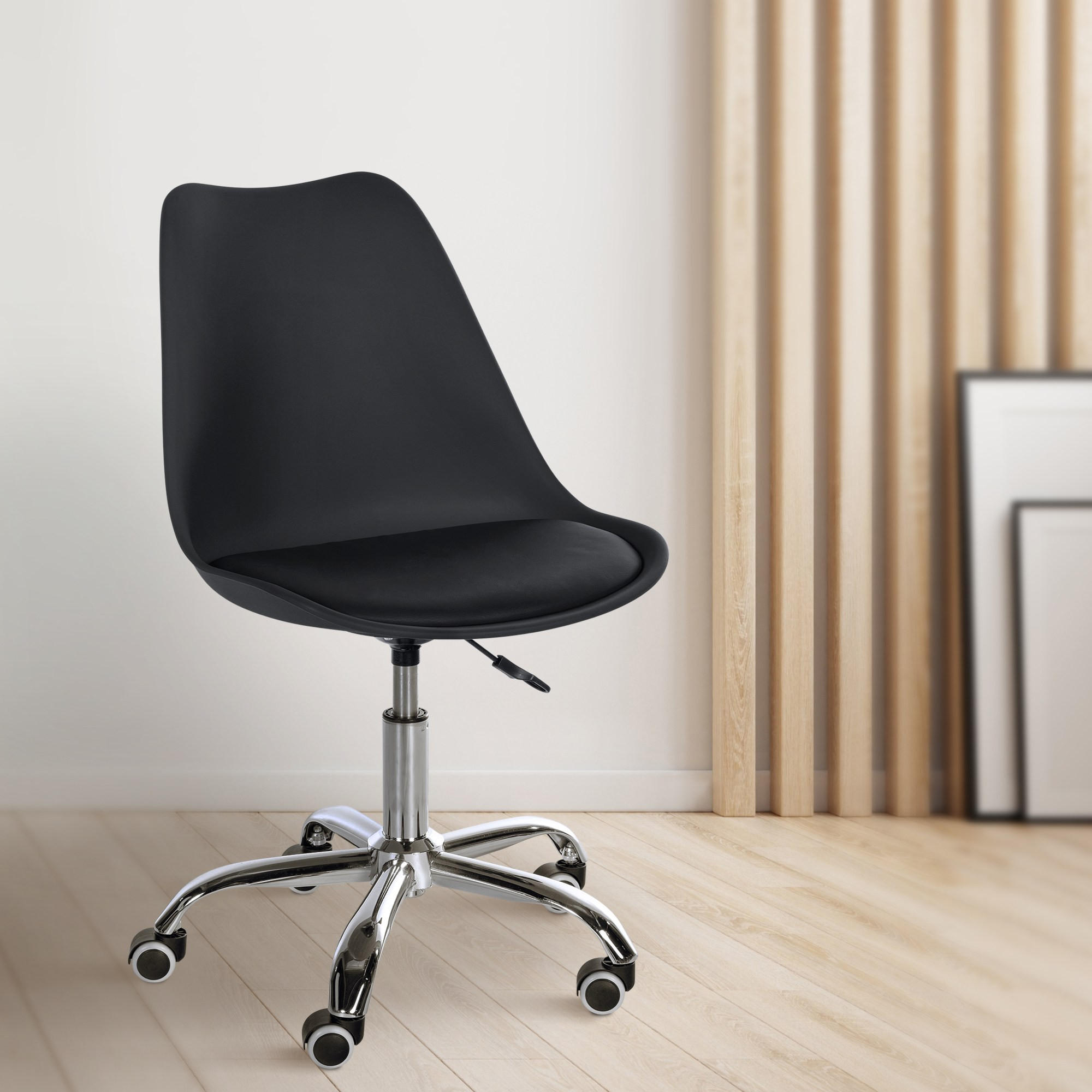 HOCKER Kunststoff schwarz - Chromfarben/Schwarz, Kunststoff/Metall (51/78/55cm) - CLP