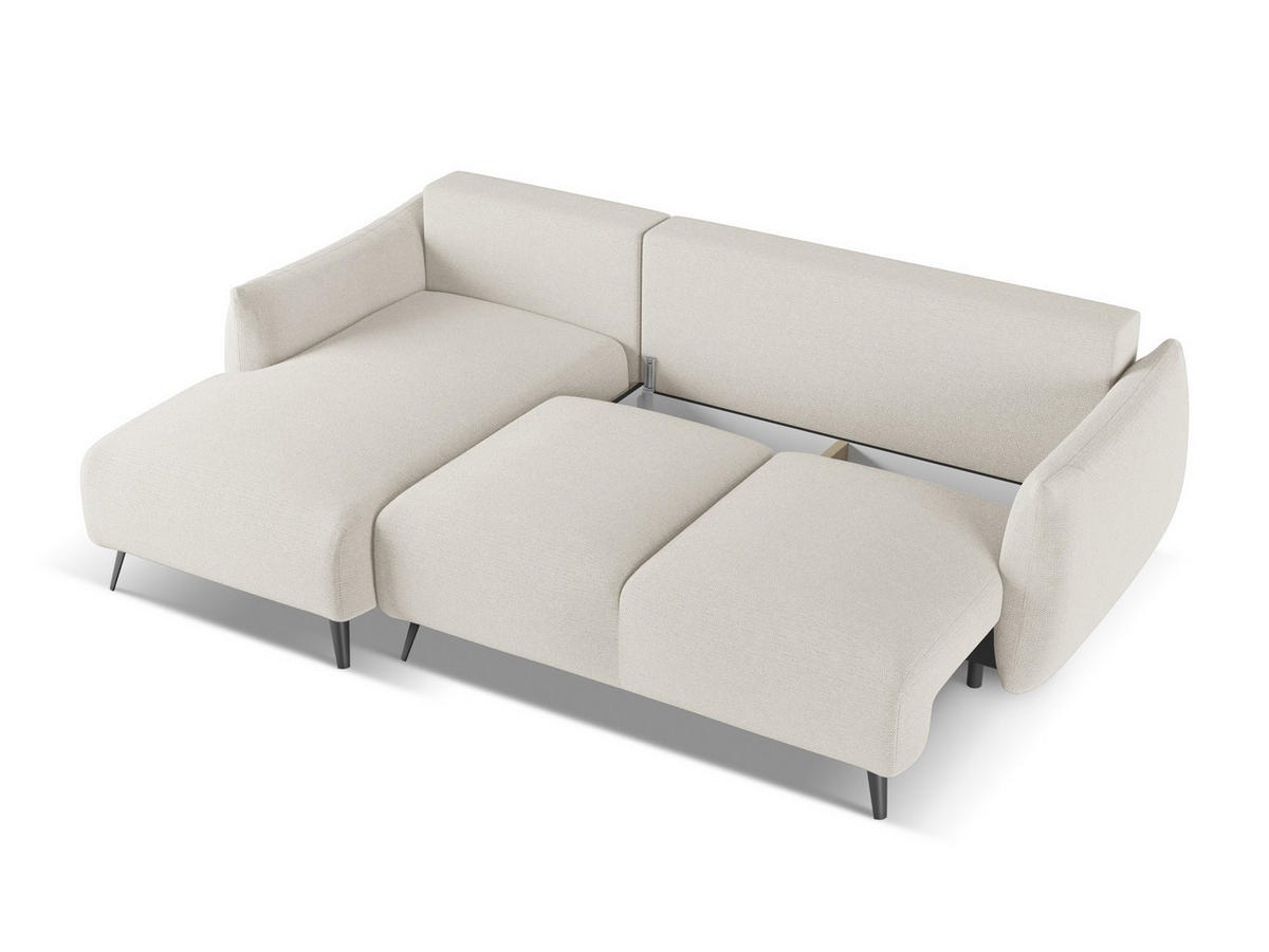 ECKSOFA mit Schlaffunktion Chenille Stoff Grau - Silberfarben/Schwarz, Textil/Metall (162/242cm) - Makamii