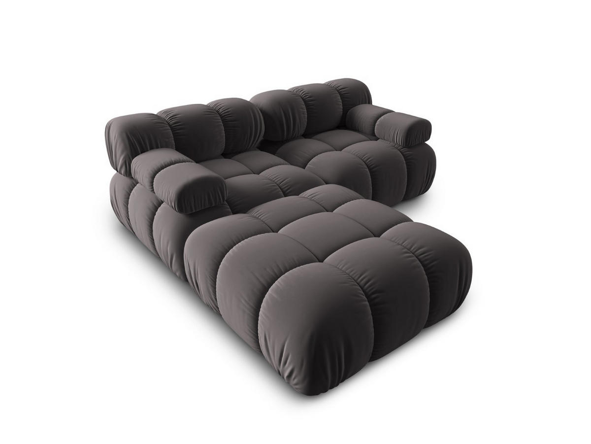 MODULARES-SOFA Bellis aus Samt dunkelgrau 3 Sitzplätze - Dunkelgrau, Textil (188/63/188cm) - Micadoni