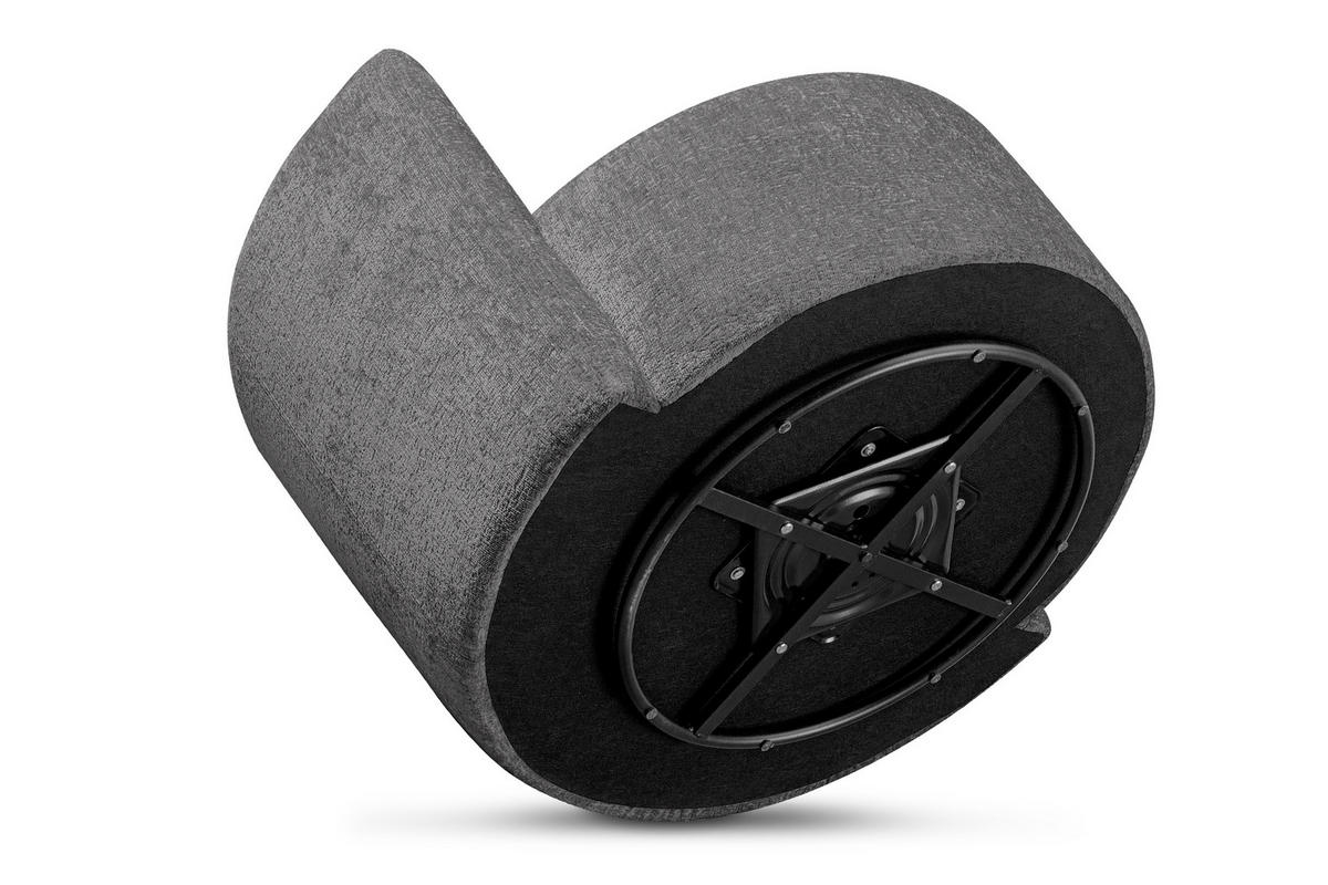 DREHSESSEL-SET RAGGI inkl. Sitzhocker, Chenille-Stoff, grau - Grau, Textil (92/75/80cm) - KONSIMO®