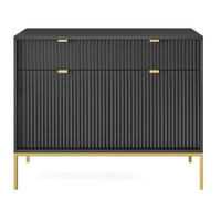 SIDEBOARD Vellore Schwarz mit goldenen Metallbeinen 104 cm - Goldfarben/Schwarz, Holzwerkstoff/Metall (104/83/39cm) - Selsey