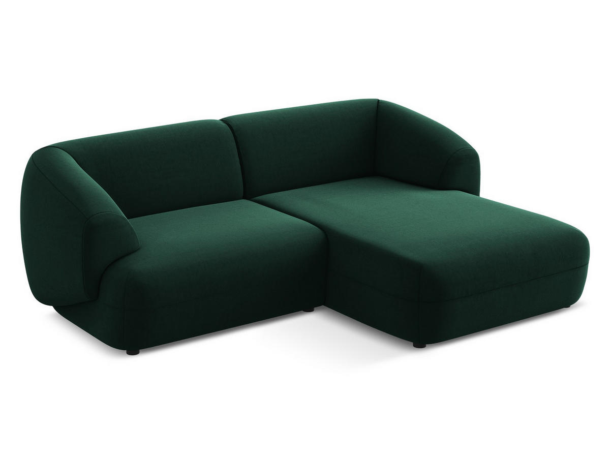 ECKSOFA Links Samt Stoff Grün - Dunkelgrün/Schwarz, Kunststoff/Textil (156/280cm) - Makamii