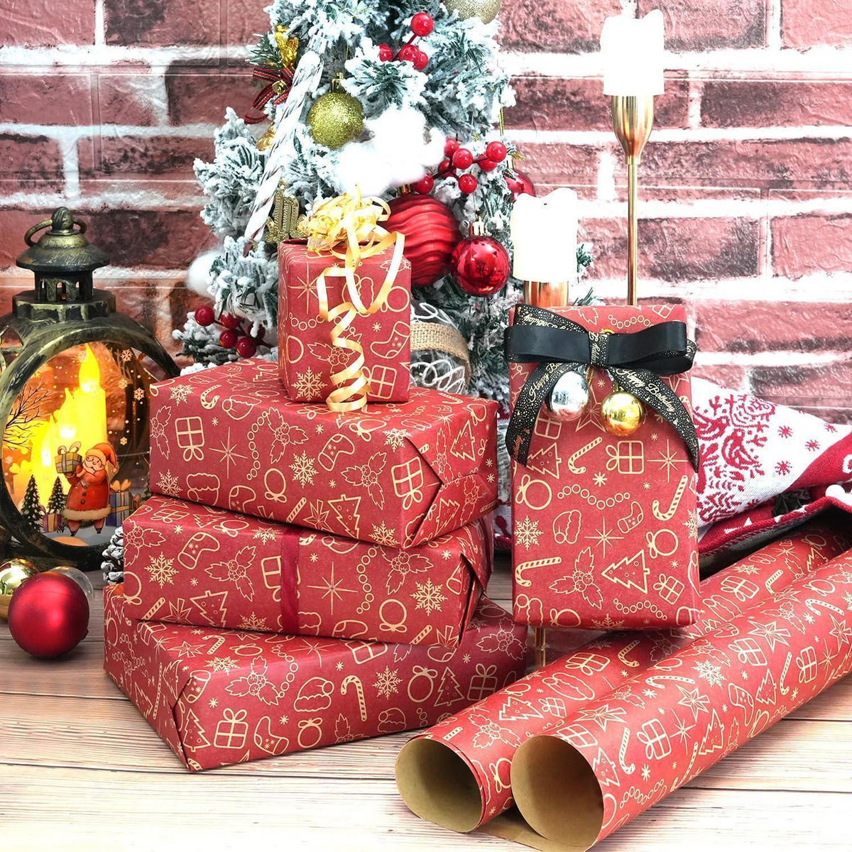 GESCHENKPAPIER Rolle Weihnachten Rot 43 cm x 15 m - Rot, Papier (43/0.1/1500cm)