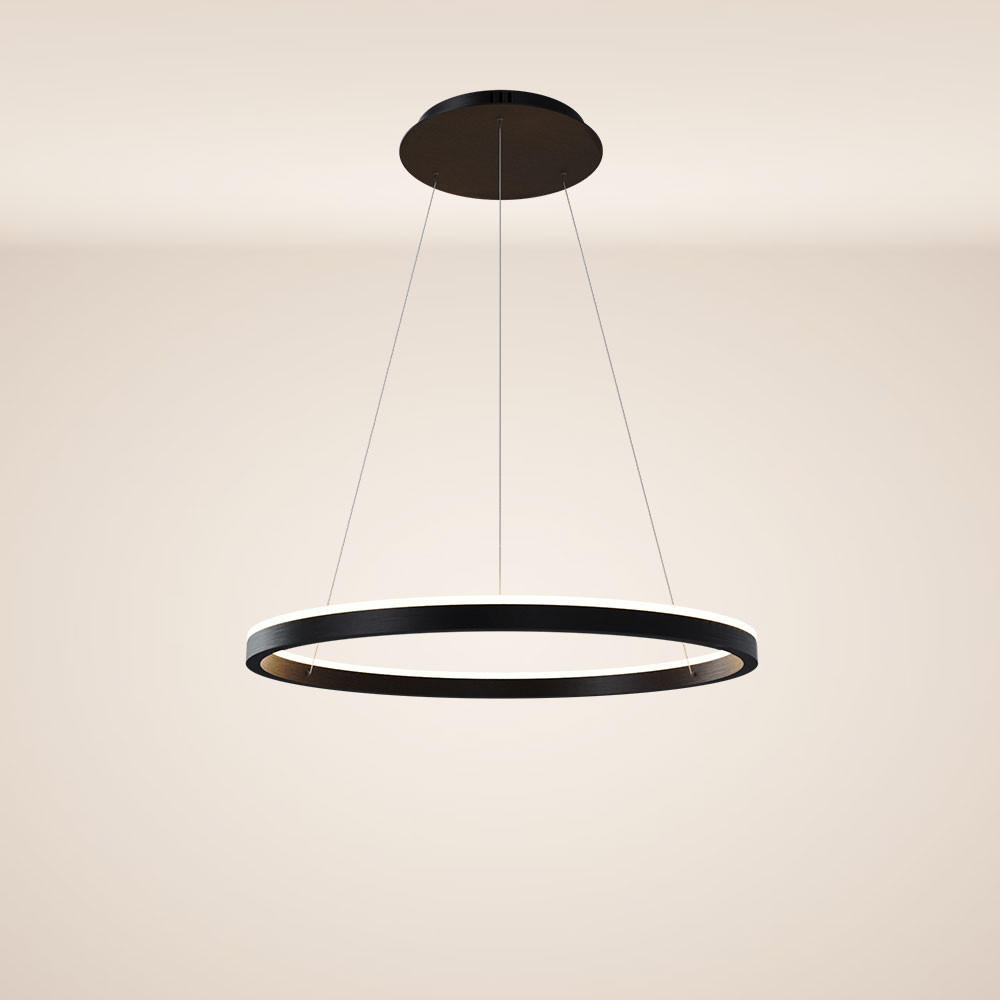 LED-HÄNGELAMPE Ring Schwarz Ø 80cm - Schwarz, Metall (80/80/3.3cm) - s.luce