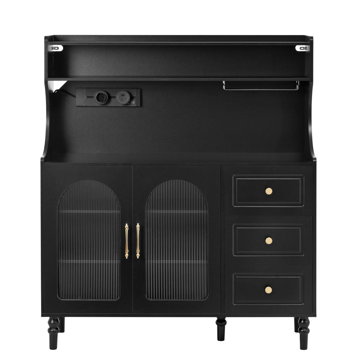 SIDEBOARD in Schwarz mit Steckdose - Schwarz, Holzwerkstoff (120/139/40cm) - Urban Meuble