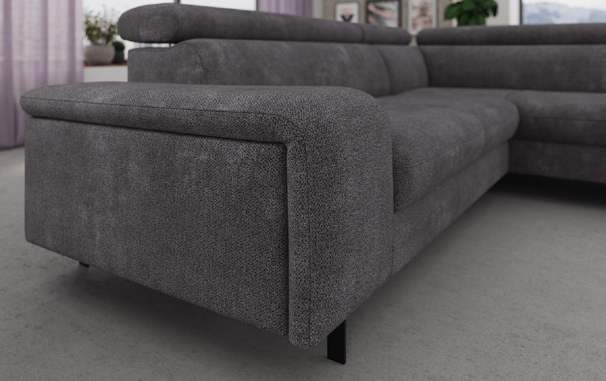 ECKSOFA mit Schlaffunktion und Bettkasten - Schwarz/Graphitfarben, Kunststoff/Textil (215/262cm) - Cotta