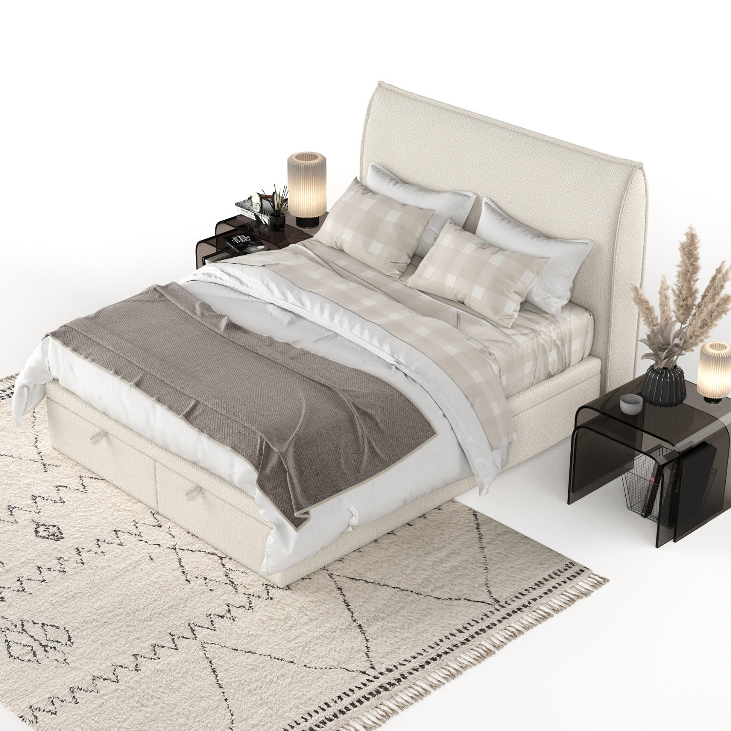 POLSTERBETT Tuvalu mit Stauraum 120/200 cm Hellbeige im Alta Stoff - Sandfarben/Schwarz, Holz/Holzwerkstoff (120/200cm) - AltaBeds