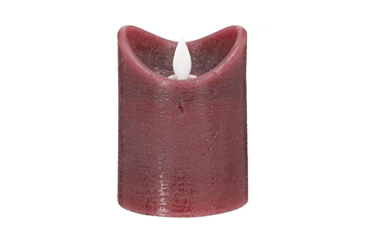 LED-KERZE Ø7,5x10 cm, Dunkelrot - Dunkelrot, Naturmaterialien (7.5/7.5/10cm) - dasmöbelwerk