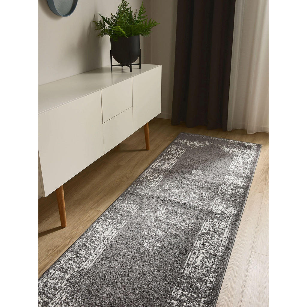 Thumbnail - benuta Vintage-Läufer, Grau, Kunststoff, Vintage, Rechteckig, 80x240 cm, Oeko-Tex® Standard 100, für Fußbodenheizung gee...