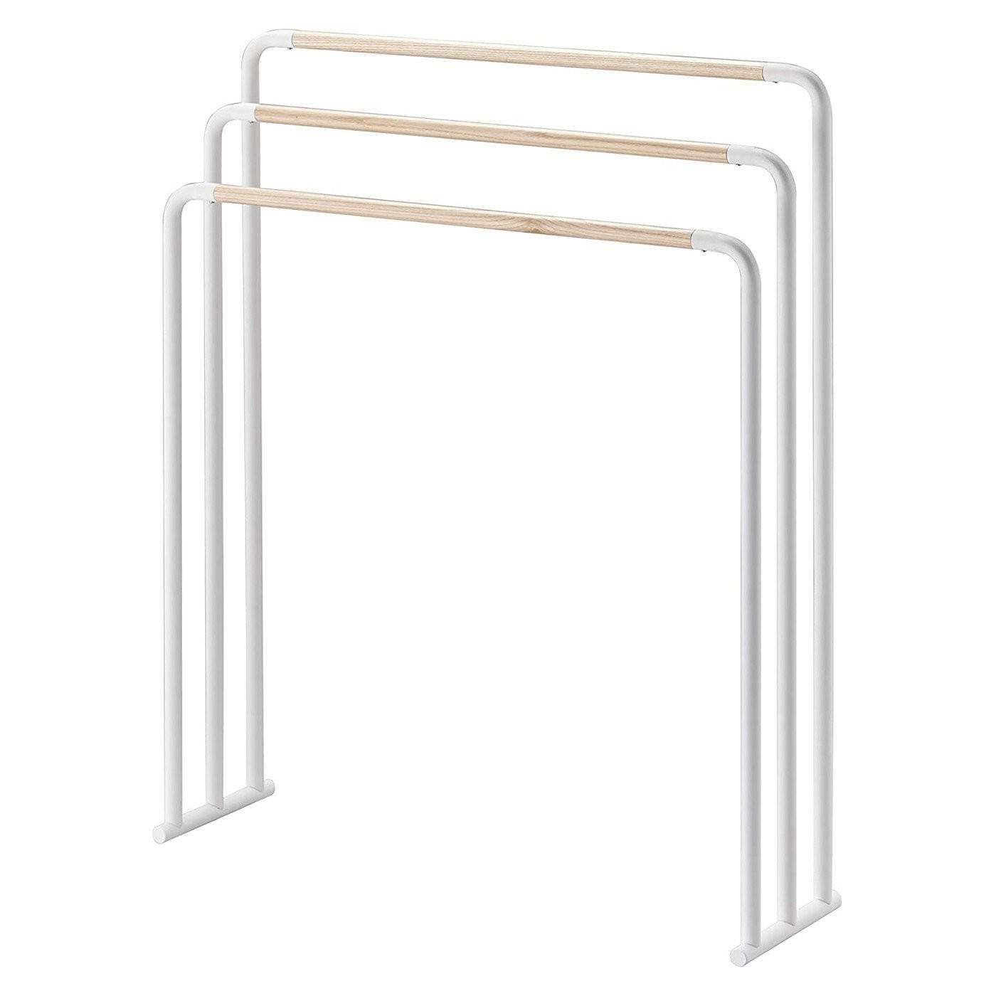 HANDDUKSHÄNGARE i metall med 3 ribbor Vit 83/19/70 cm