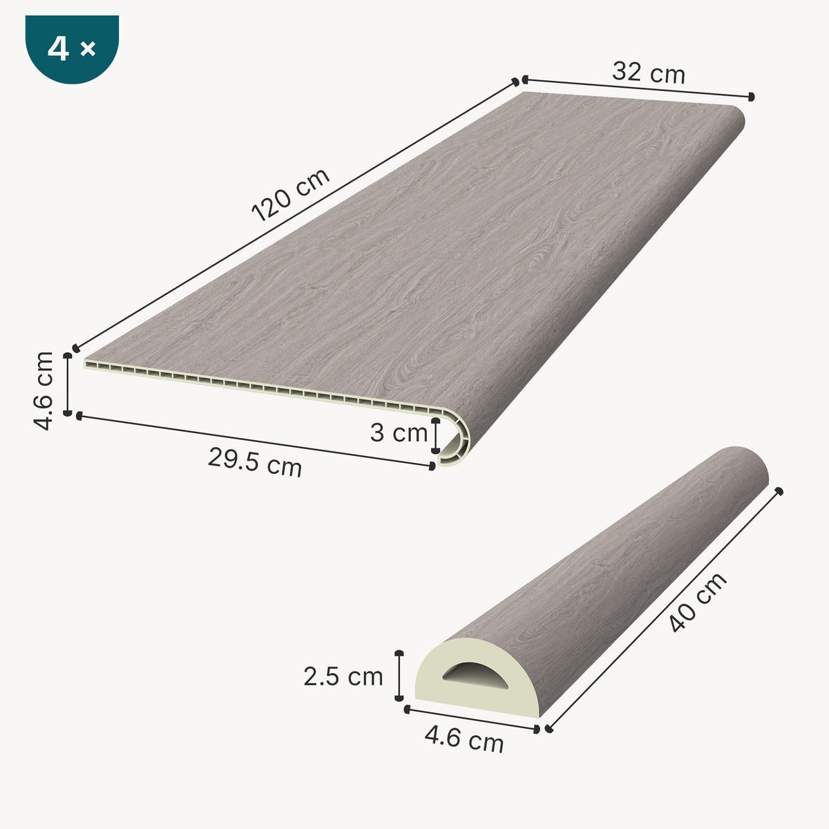 PROTECTIE SCARA-SET 4 BUC. Bunschoten - culoare lemn frasin, material plastic (120/32cm) - NEU.HOLZ