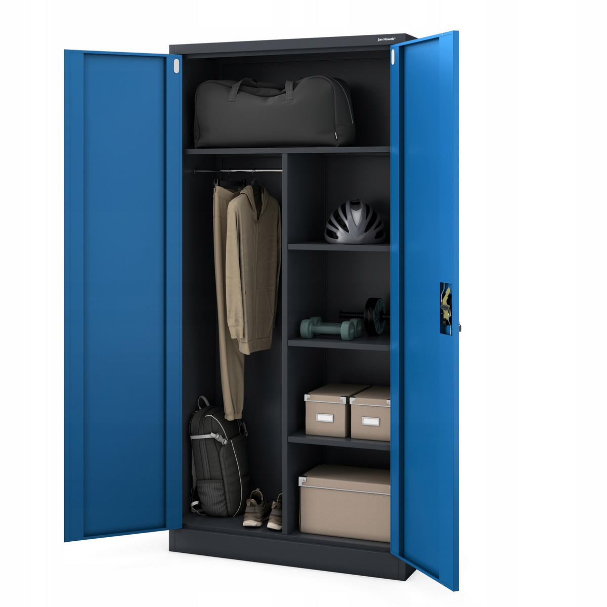 MEHRZWECKSCHRANK DAWID - Blau/Anthrazit, Metall (90/185/45cm) - Jan Nowak