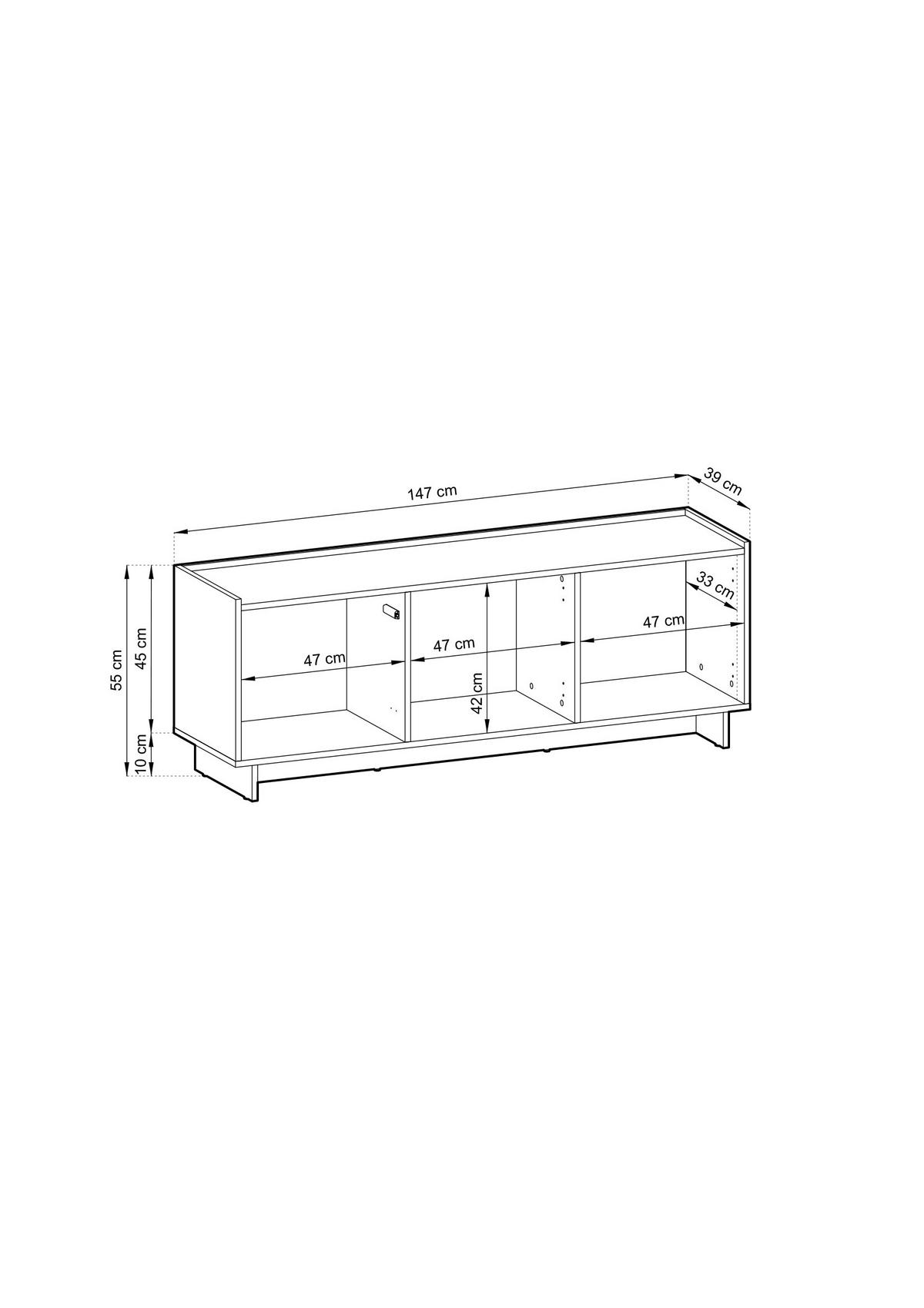 TV-LOWBOARD SUNA 147 cm (Karamell Eiche, Push to Open) - Eichefarben, Holz/Holzwerkstoff (147/55/39cm) - Ravio