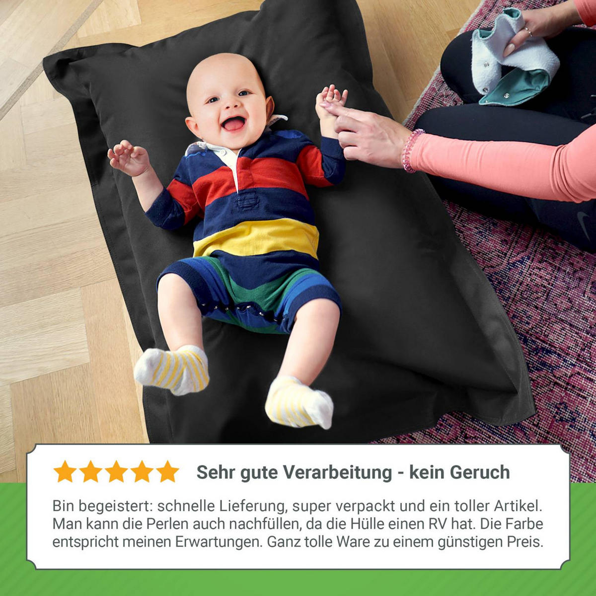 KINDER-SITZSACK 70x100cm - 70 Liter - Schwarz, Textil (70/10/100cm) - Green Bean