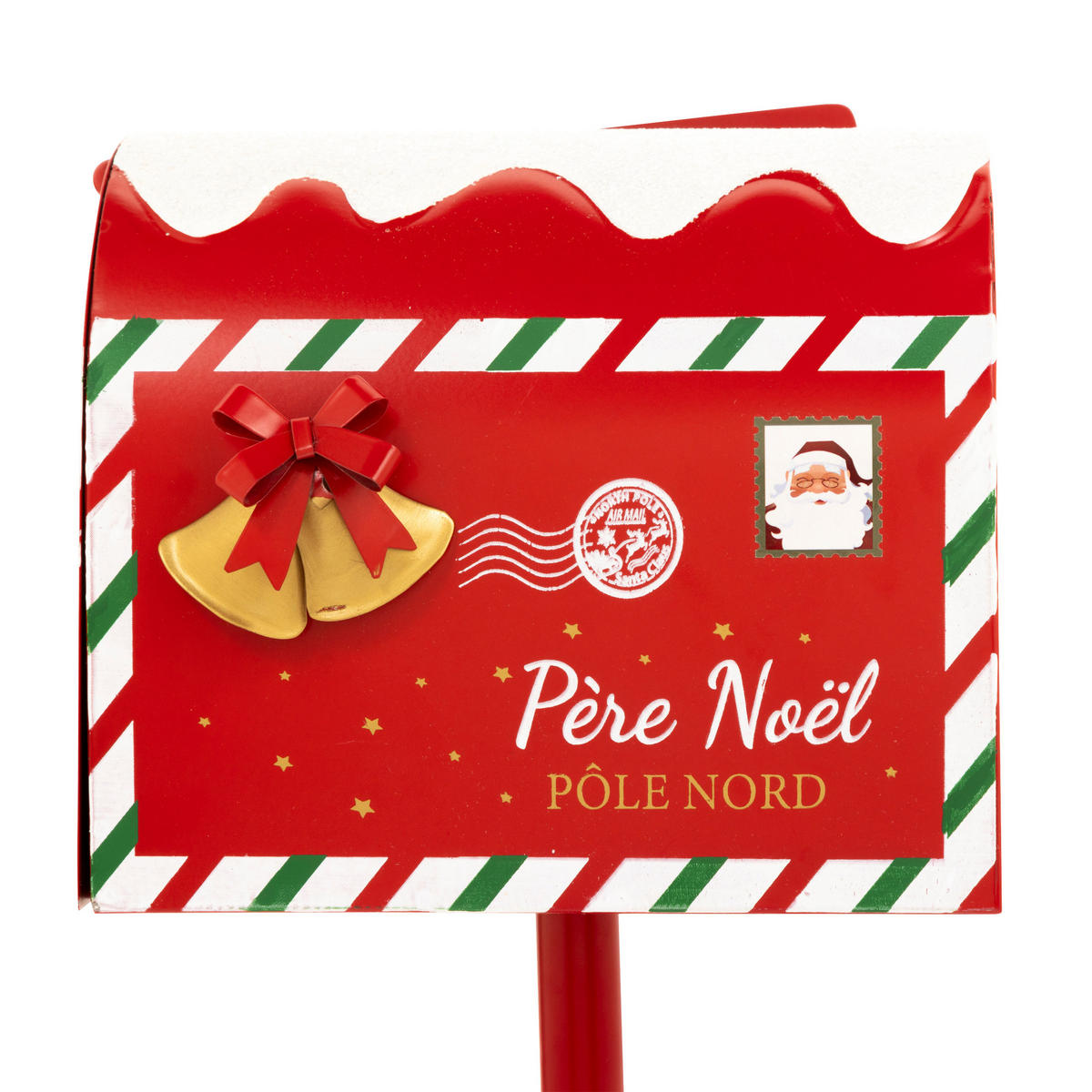 BRIEFKASTEN Metall Weihnachtsmann 32 cm auf Ständer - Rot, Metall (13/32.5/17cm) - Atmosphera Createur d´interieur