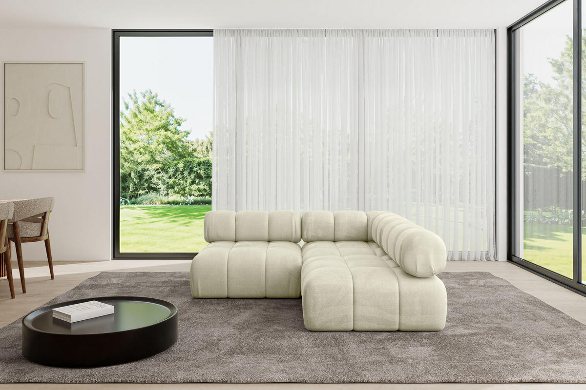 ECKSOFA modulares Sofa Samaro-L1 - 190x190x70 cm Beige Velours - Beige, Holzwerkstoff/Textil (190/190cm) - ALTDECOR