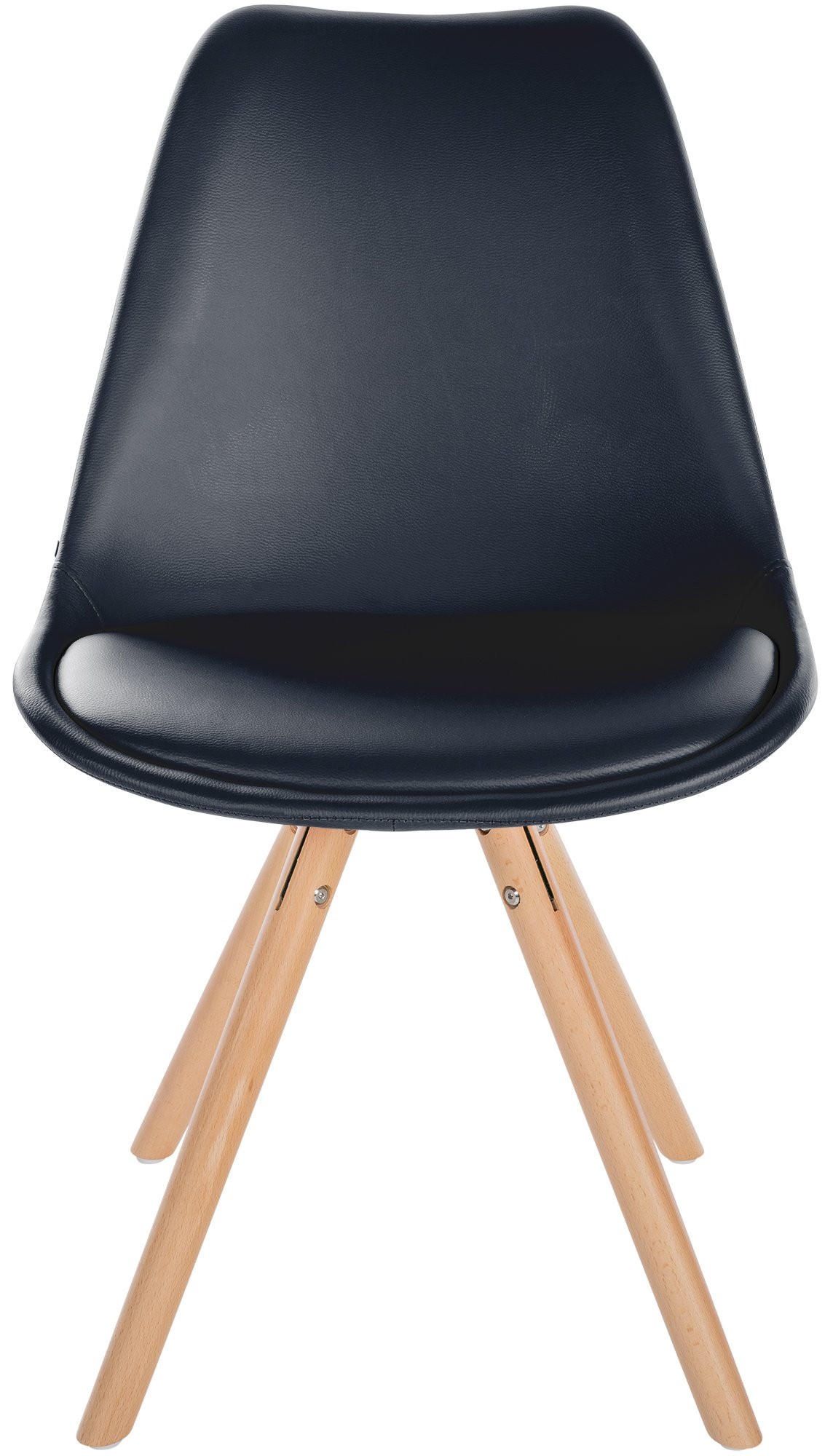 STUHL Lederlook schwarz - Eukalyptusholzfarben/Schwarz, Holz/Textil (48/81/54cm) - CLP