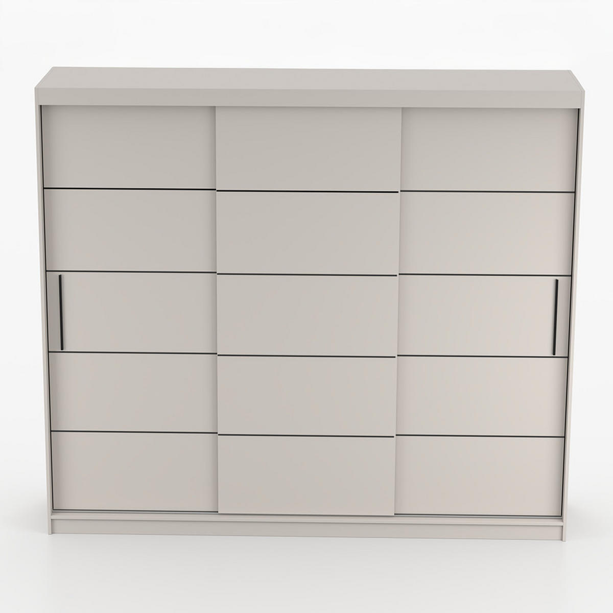 SCHWEBETÜRENSCHRANK ALBA II K 250/218/61 cm 3-türig Kaschmir - Kaschmir/Schwarz, Holzwerkstoff/Kunststoff (250/218/61cm) - imoebel24