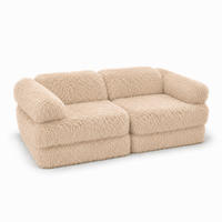 KINDERSOFA Mammoth 6-teilig flauschig - Sandfarben, Textil (120/25/60cm) - MeowBaby