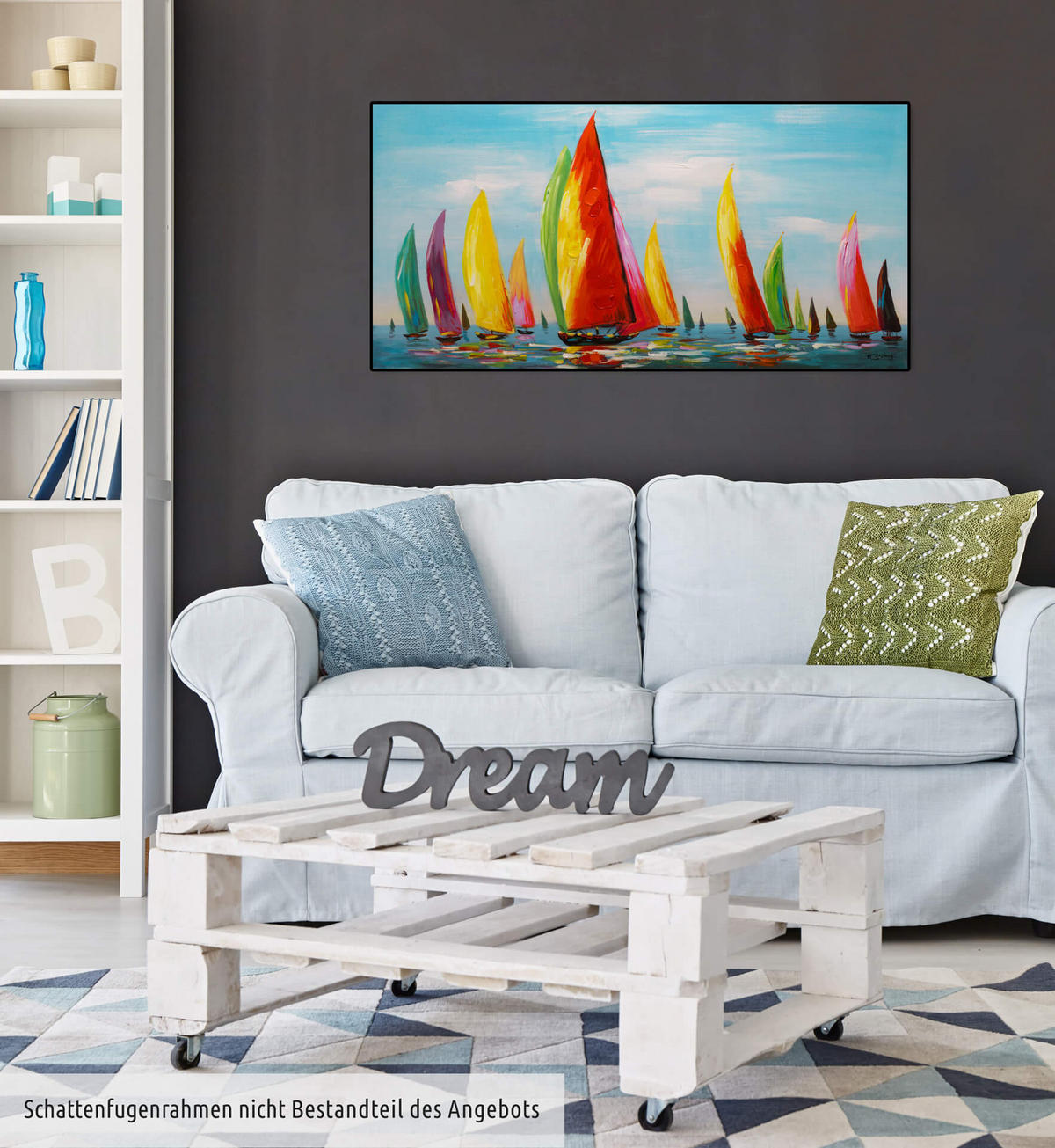 ÖLGEMÄLDE 120/60 cm - Blau, Holz/Textil (120/60cm) - KUNSTLOFT
