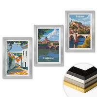 WANDBILDER 3er Set - 20x30 cm Silberner Rahmen - Retro-Stadtgrafiken - Silberfarben, Kunststoff (20/30cm) - ArtPrintCave