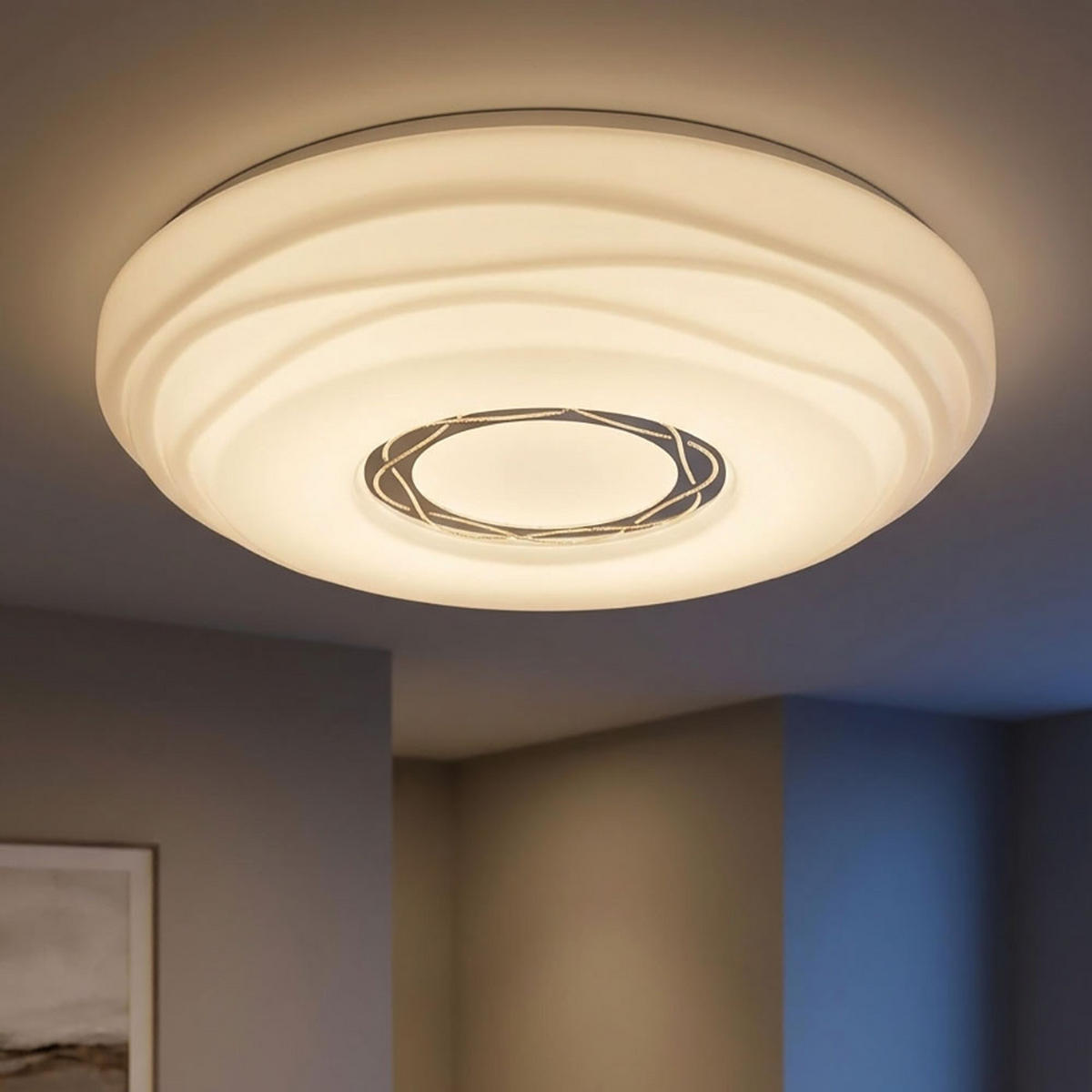 LED DECKENLEUCHTE Metall Weiß MALIK - Weiß, Metall (34/34/9cm) - Globo Lighting
