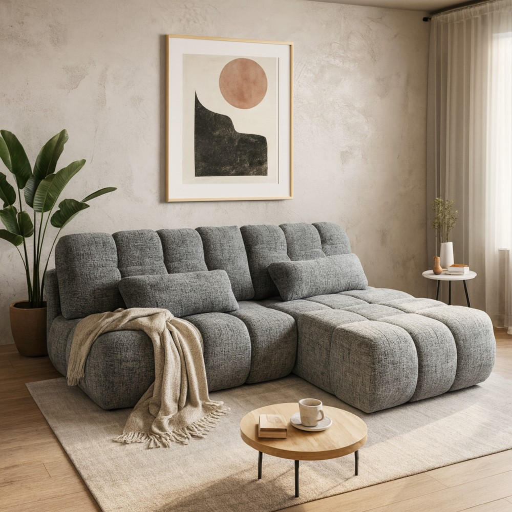 ECKSCHLAFSOFA Terio mit Bettkasten, rechts, Grau - Grau, Textil (225/172cm) - Beautysofa