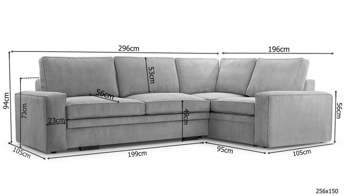 ECKSOFA L Form Treville Hellgrau 296/196/94 cm – Links, mit Bettkasten und Schlaffunktion - Hellgrau/Schwarz, Kunststoff/Textil (196/296cm) - AX Living