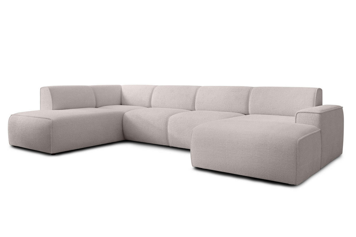 WOHNLANDSCHAFT Didim Taupe 378/220/78 cm – großes Sofa stilvoll & bequem L - Taupe/Schwarz, Kunststoff/Textil (220/78/378cm) - AX Living