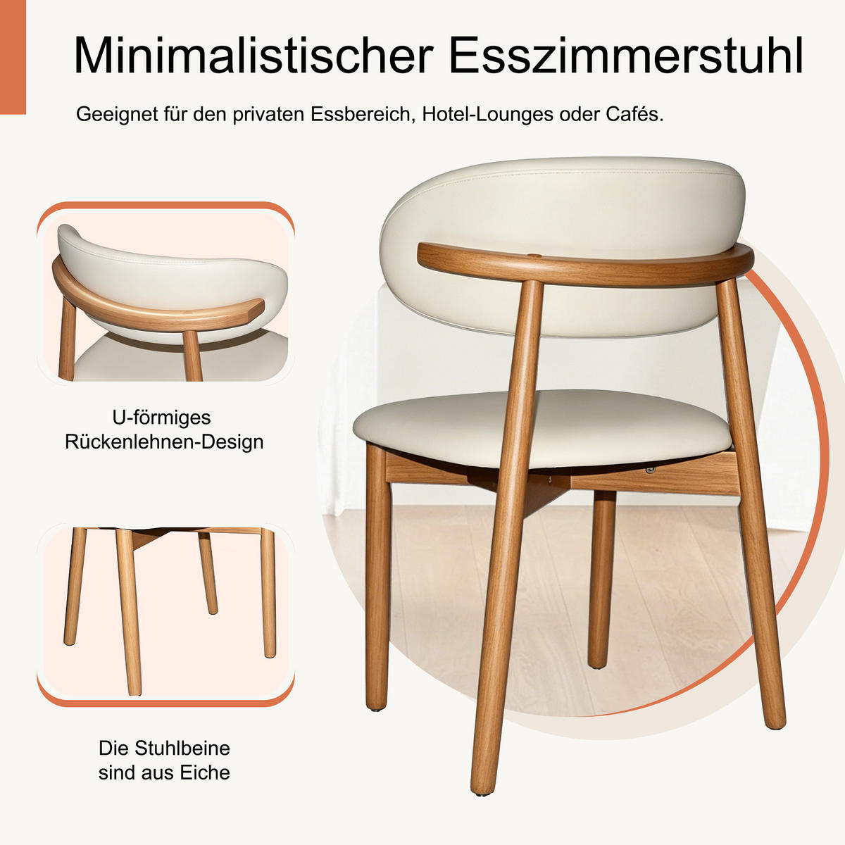 STUHL-SET DE-36244 2 Stück mit Holzbeinen Natur - Naturfarben, Holz (57/45/78cm) - ComfortXL