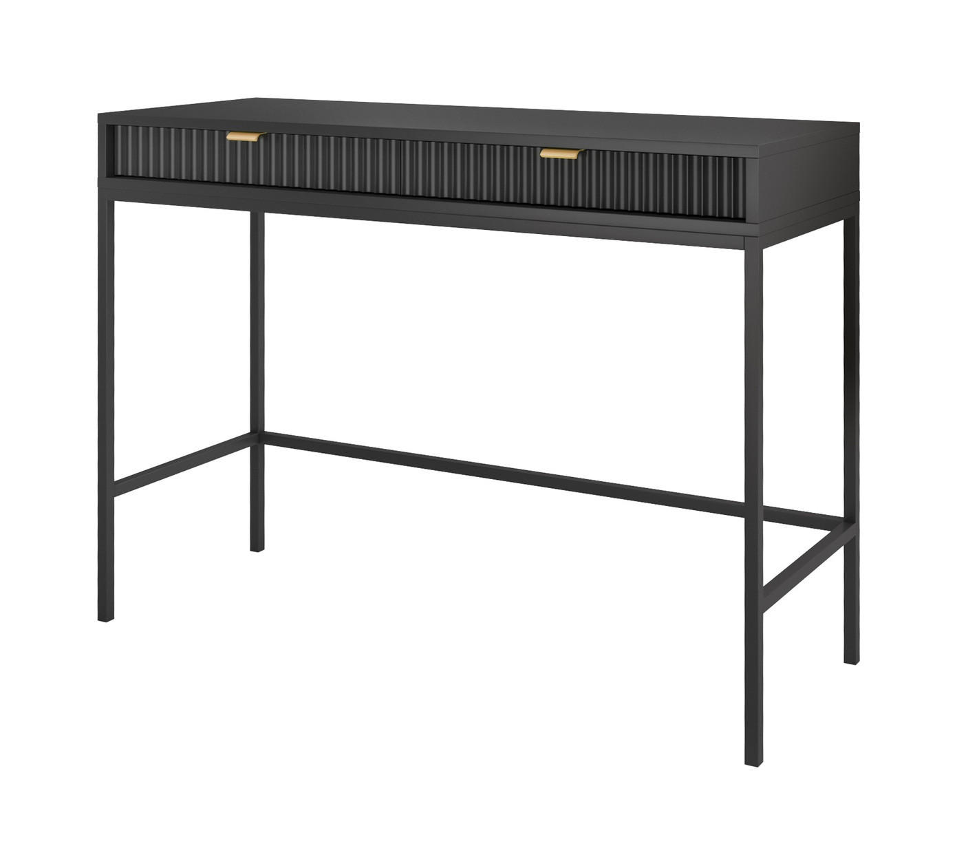 SCHMINKTISCH mit Schublade 104 cm Galla, Geriffelte Fronten, Schwarz - Schwarz, Holz (104/77/50cm) - Emporius