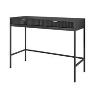 SCHMINKTISCH mit Schublade 104 cm Galla, Geriffelte Fronten, Schwarz - Schwarz, Holz (104/77/50cm) - Emporius