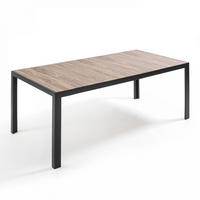 GARTENTISCH , Holz/Grau - Grau, Metall (206/100/75cm) - Oviala