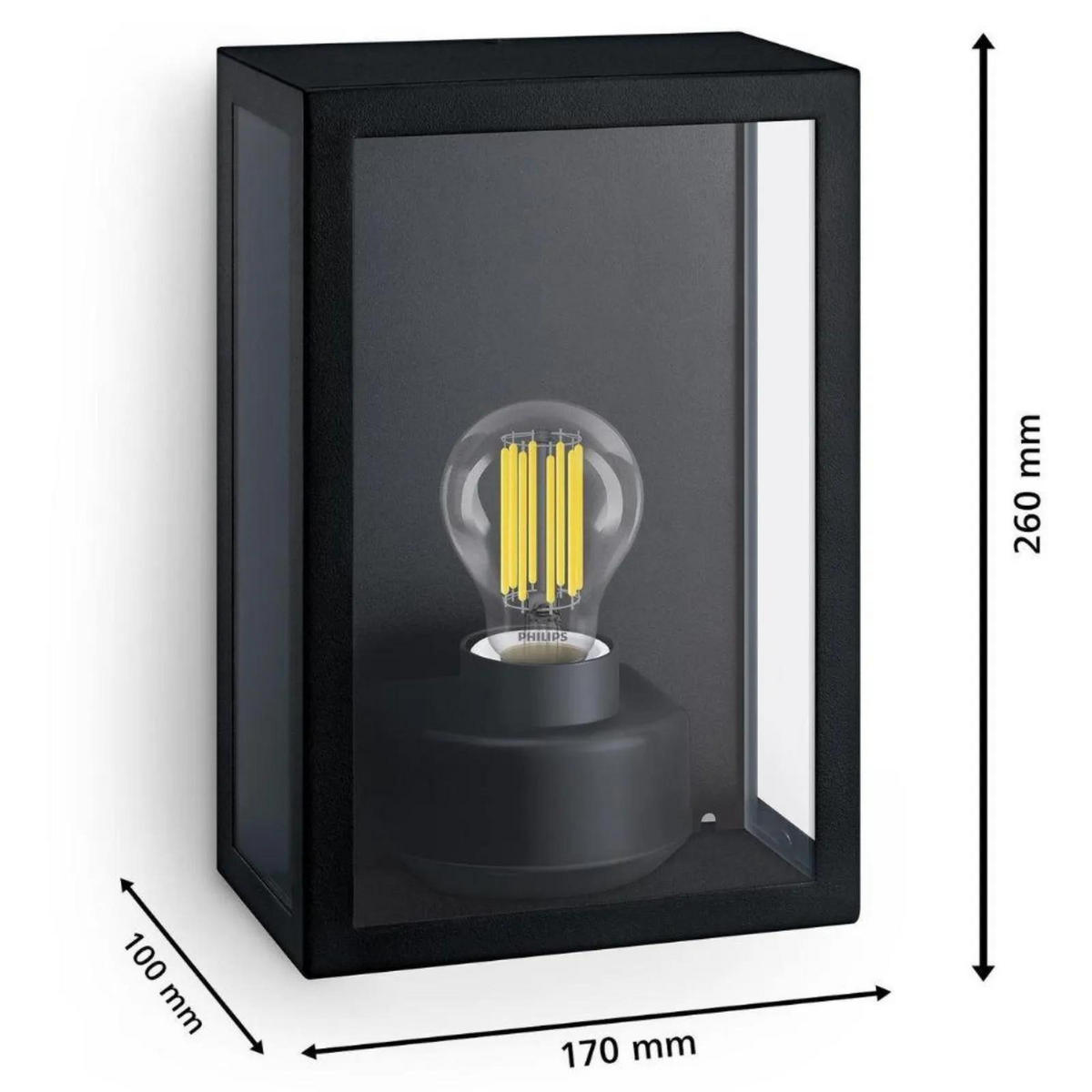 WAND- & DECKENLEUCHTE Alzor Schwarz - Transparent/Schwarz, Metall (17/26/10cm) - Philips